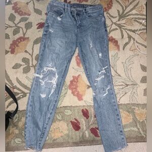 Blank NYC Blue Distressed Straight Leg Jeans